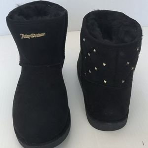 Juicy Couture Studded Black Faux Fur Winter Shearling Boots, Size 9M